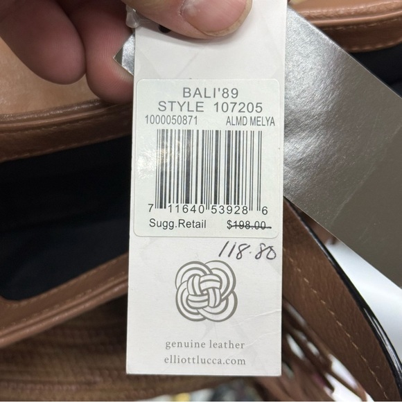 Elliott Lucca Leather Tassel Tote Bag NWT Brown Tan - Picture 7 of 7